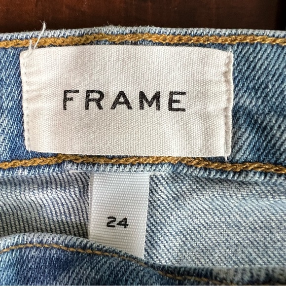 FRAME Denim Le Nouveaux Straight Jeans Mirada Rips Wash Mid Rise Size 24 - Picture 9 of 12